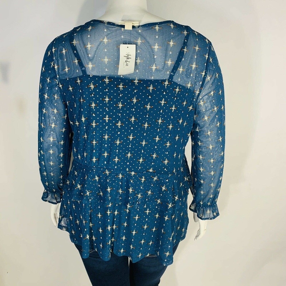 Style & Co 2X Ruffle-Front Mesh Blouse - Picture 9 of 12